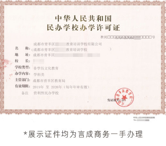 办学许可证 言成商务代办案例