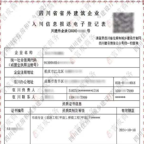 入川备案证 入川备案证